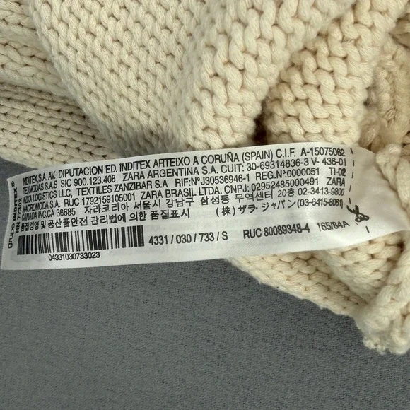 ZARA Cropped Polo Sweater Women Small Cream Relaxed Balloon Sleeve Casual Collar - Picture 12 of 15